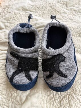 Kids Grey and Navy Dog Slip-On Shoes